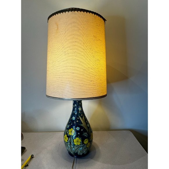 Vintage MOORCROFT POTTERY "BUTTERCUP" ceramic lamp blue with flowers rare! - Picture 15 of 16